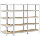 5-Layer Heavy-duty Shelves 3 pcs Silver Steel&Engineered Wood 3307597