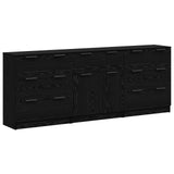 Sideboard 3 pcs Black Oak 181 x 30 x 70 cm Engineered Wood 3332521
