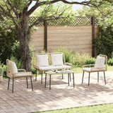 Garden Furniture Set 4 pcs Black and Cream Poly Rattan 3379043