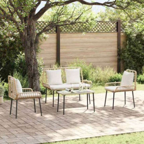 Garden Dining Set 3 pcs Brown and Black and Cream 42010361