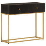 Console Table Black 90x30x76 cm Solid Wood Mango and Iron 372028