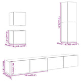 5 Piece TV Cabinet Set Wall-mounted Old Wood Engineered Wood 3328999