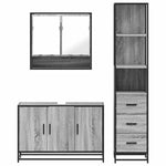 ZNTS 3 Piece Bathroom Furniture Set Grey Sonoma Engineered Wood 3301163