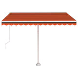 Manual Retractable Awning with LED 350x250 cm Orange and Brown 3069525