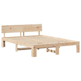 Bed Frame with Headboard Natural 160 x 200 cm Solid Pine Wood 872644