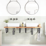 Basin Shelf Wall Mounted Steel and Solid Wood Acacia 3302815