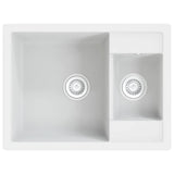 Kitchen Sink with Overflow Hole Double Basins White Granite 147088