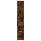 Narrow Bathroom Cupboard with Wheels Smoked Oak Engineered Wood 855299