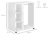 Open Wardrobe on Wheels, Bedroom Wardrobe with Clothes Hanging Rail, 3 Storage Shelves, Mobile T3398P328079