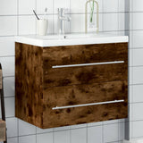 Bathroom Sink Cabinet with Built-in Basin Smoked Oak 3278773