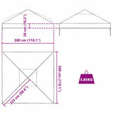 Gazebo Cover Replacement 300 x 300 x 26 cm Transparent PVC 42008410