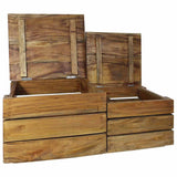 Storage Crate Set 2 Pieces Solid Mahogany Wood 244498