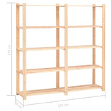 5-Tier Storage Racks 5 pcs 170x38x170 cm Solid Pinewood 500 kg 3051111