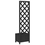 Planter with Trellis Black Solid Wood Fir 365478