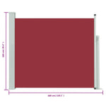 Patio Retractable Side Awning 100x300 cm Red 48373