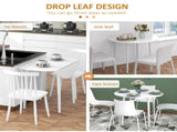 Folding Dining Table for 4, Round Drop Leaf Table, Modern Space Saving Small Kitchen Table with Wood T3398P344738
