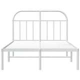 Bed Frame White Powder-coated Steel Double Bed Frame 353682