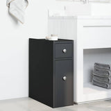 Narrow Bathroom Cupboard with Wheels Black Engineered Wood 855287