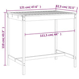 Garden Table 121x82.5x110 cm Solid Wood Douglas 824093