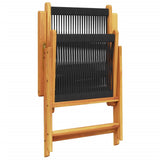 Reclining Garden Chairs 8 pcs Black Solid Wood Acacia 3214531