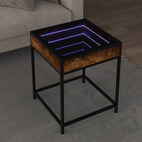 ZNTS Coffee Table with Infinity LED Smoked Oak 40x40x51 cm 847674