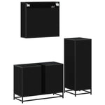 ZNTS 3 Piece Bathroom Furniture Set Black Engineered Wood 3301030