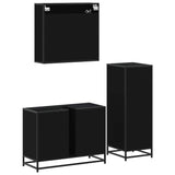 ZNTS 3 Piece Bathroom Furniture Set Black Engineered Wood 3301030