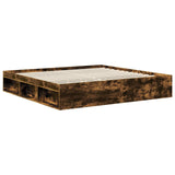 Bed Frame Smoked Oak 200 x 200 cm Solid Pine Wood 3410559