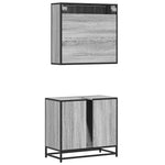 ZNTS 2 Piece Bathroom Furniture Set Grey Sonoma Engineered Wood 3300888
