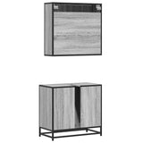 ZNTS 2 Piece Bathroom Furniture Set Grey Sonoma Engineered Wood 3300888