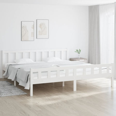 Bed Frame without Mattress White Solid Wood 160x200 cm 810690