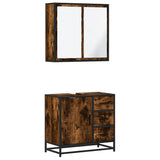 2 Piece Bathroom Furniture Set Smoked Oak Engineered Wood 3300897