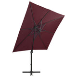Cantilever Garden Parasol with Pole and LED Lights Bordeaux Red 250 cm 312326