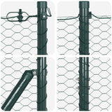 Fence with Posts Green 1.6 x 50 m PVC-coated steel 3352725