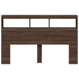 Headboard Cabinet with LED Brown Oak 160x17x102 cm 839209