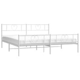 Metal Bed Frame without Mattress with Footboard White 180x200cm 355534