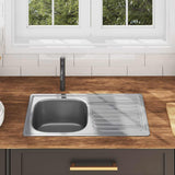 Kitchen Sink with Strainer and Trap Stainless Steel 145073