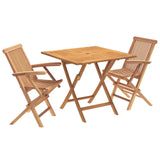 3 Piece Folding Garden Bistro Set 3 pcs Natural Solid Teak Wood 3434108