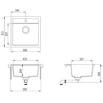ZNTS Granite Kitchen Sink Single Basin White 144857