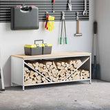 Firewood Rack with Wooden Top White 100.5x35.5x40 cm 864256