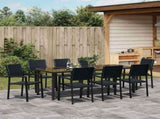 Garden Dining Set 9 pcs Black Powder-Coated Steel 3379155