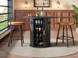 Round bar table with storage, 91.6cm high standing table with cabinet, MDF wood look, load capacity N639P442895S