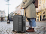 V-shaped stripe 3-in-1 PP trolley case 20in 24in 28in PP iron trolley classic color - dark gray 95635181