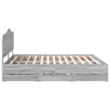 Bed Frame with Drawer Grey Sonoma 200 x 200 cm Engineer Wood 3413385