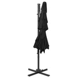 Garden Parasol Black Polyester Large Foldable Garden Parasol 313826
