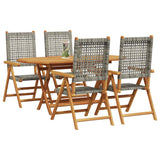 Garden Dining Set Folding 5 pcs Grey Solid Acacia Wood 3375732