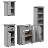4 Piece Bathroom Furniture Set BODO Grey Solid Wood Pine 3307652