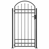 Fence Gate ASSEN with Arched Top and 2 Posts 105x170 cm Black 145751
