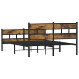 Metal Bed Frame without Mattress Smoked Oak 140x190 cm 4017071