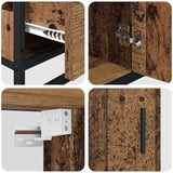 Bathroom Furniture Set with Door 3 pcs Old Wood Engineered Wood 3402405